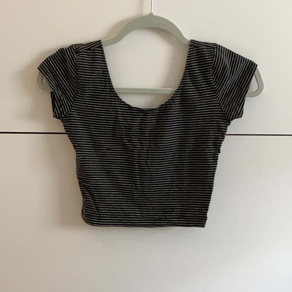 Black and gray striped crop top